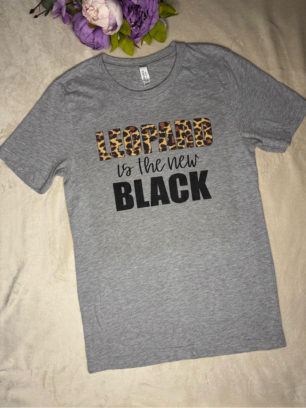 Bella Canvas Gray Leopard Print Graphic Tee - Picture 5 of 14